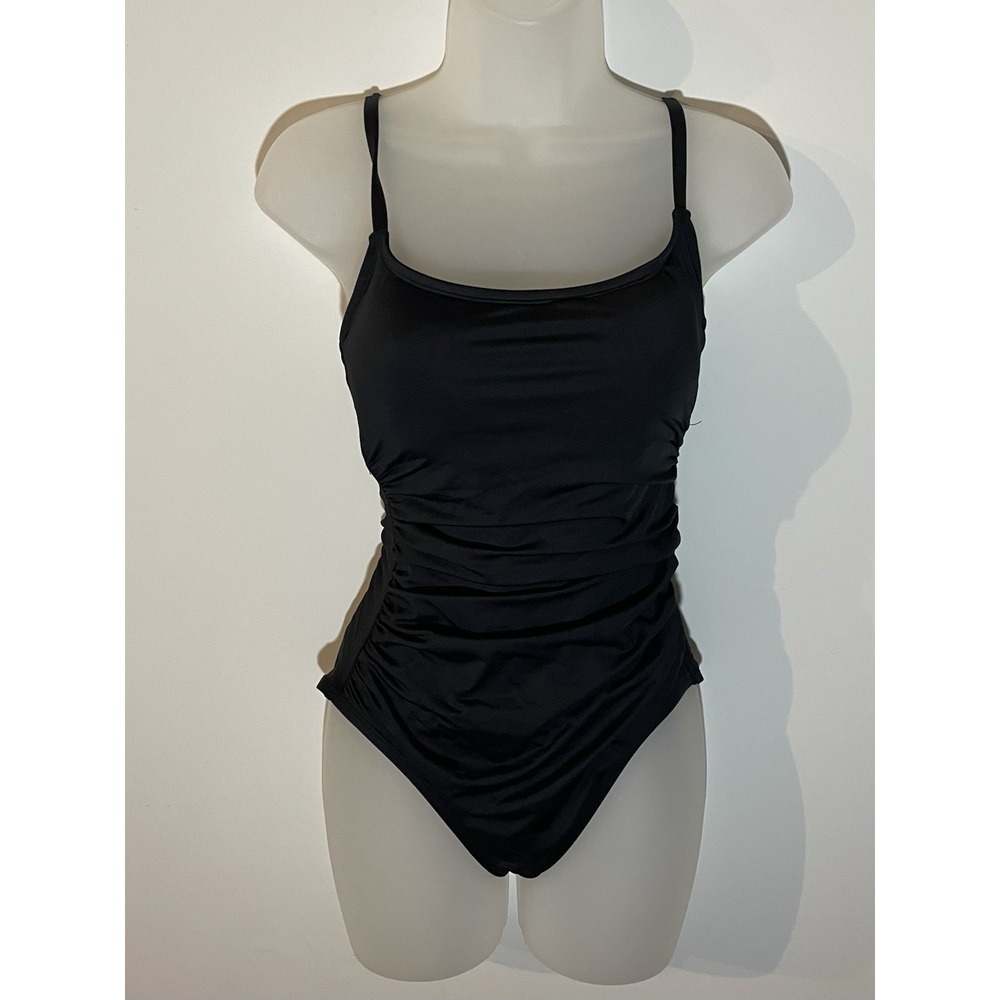 New Shade & Shore Black One Piece Swimsuit Size Medium Padded Cups adjustable M